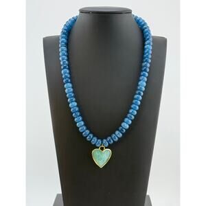 Jessica Matrasko Caia Dk. Blue Jade Beads Pendant Necklace